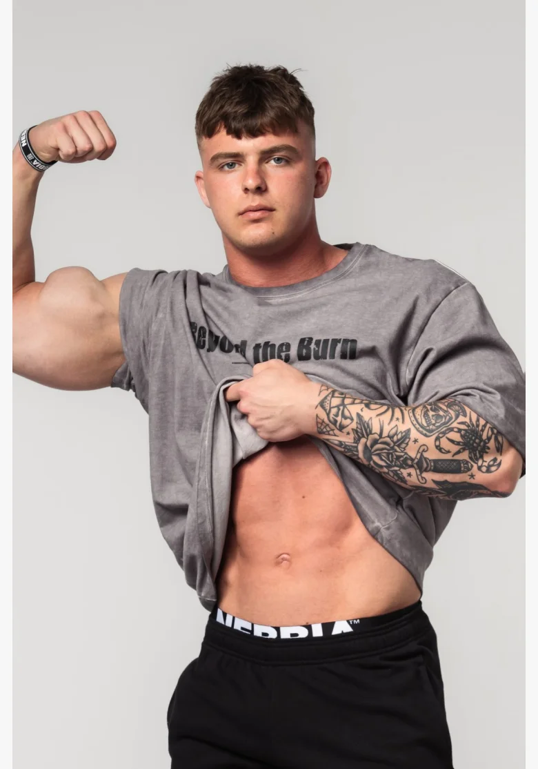 NEBBIA • NEBBIA Maglietta pesante in cotone lavato GRIND grigia • Nebshop.cz