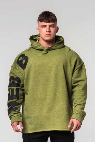NEBBIA • NEBBIA Felpa oversize con cappuccio NO BS verde • Nebshop.cz
