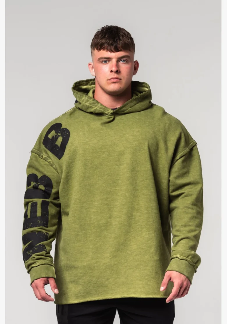 NEBBIA • NEBBIA Felpa oversize con cappuccio NO BS verde • Nebshop.cz