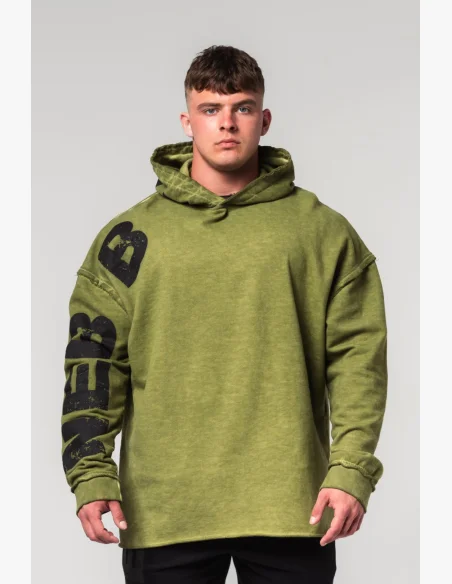 NEBBIA • NEBBIA Felpa oversize con cappuccio NO BS verde • Nebshop.cz