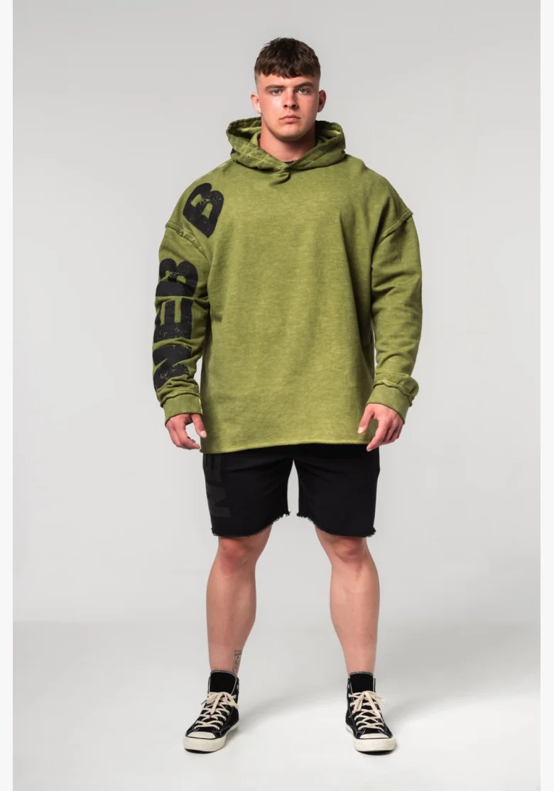 NEBBIA • NEBBIA Felpa oversize con cappuccio NO BS verde • Nebshop.cz