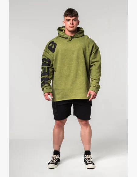 NEBBIA • NEBBIA Felpa oversize con cappuccio NO BS verde • Nebshop.cz