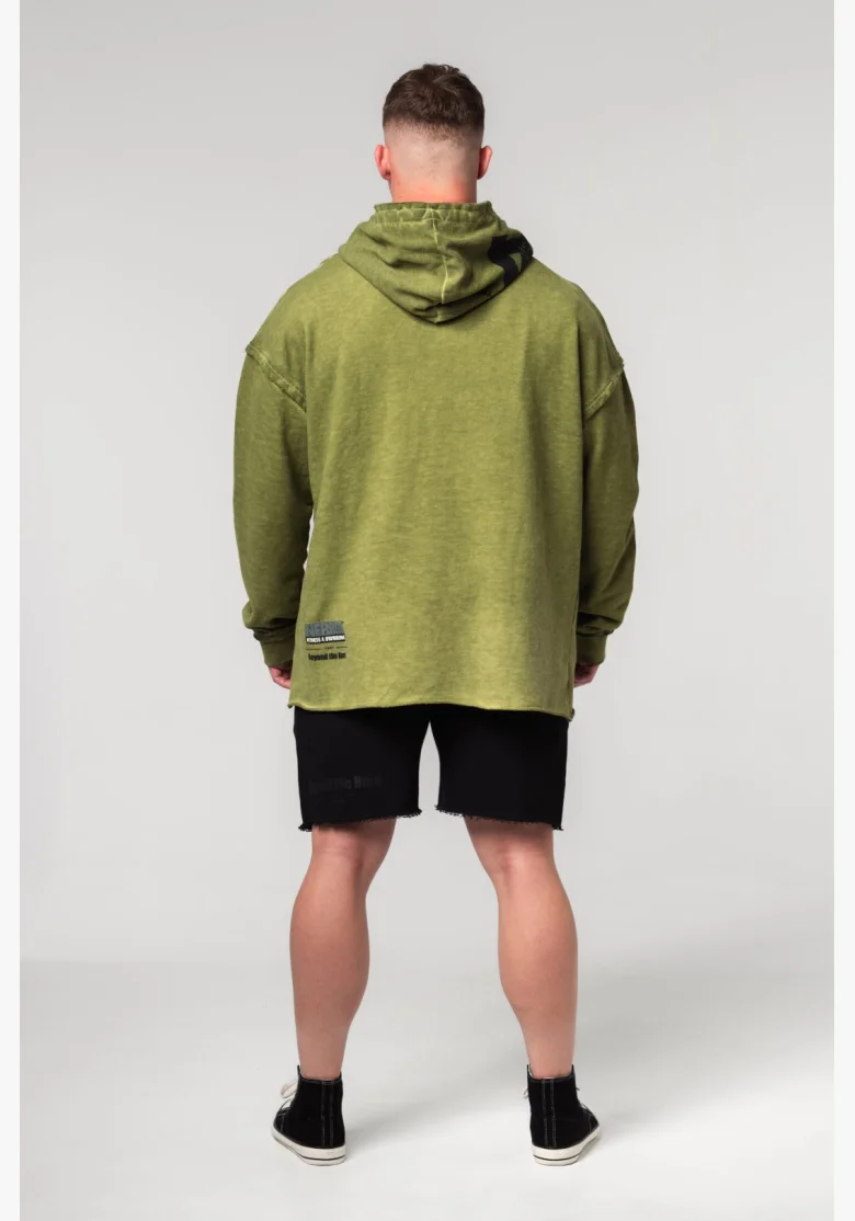 NEBBIA • NEBBIA Felpa oversize con cappuccio NO BS verde • Nebshop.cz
