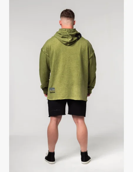 NEBBIA • NEBBIA Felpa oversize con cappuccio NO BS verde • Nebshop.cz