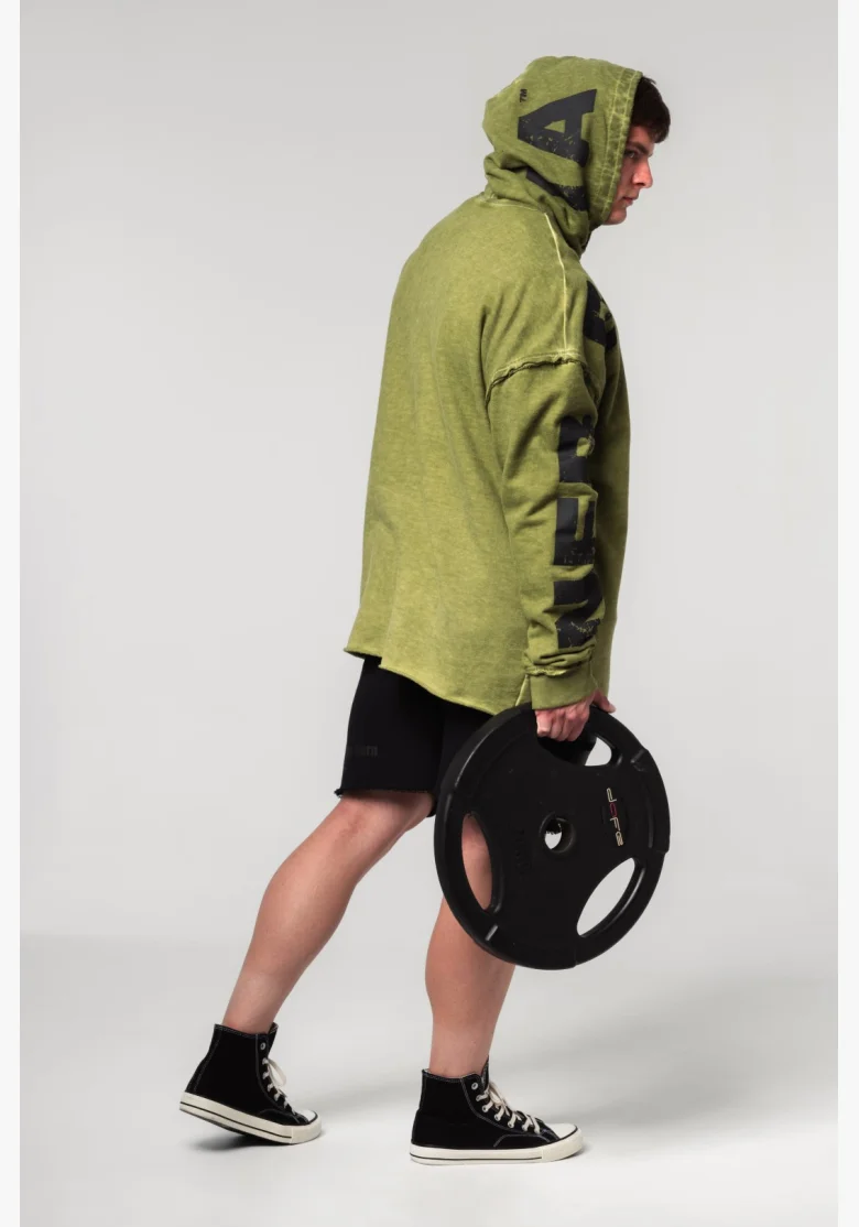 NEBBIA • NEBBIA Felpa oversize con cappuccio NO BS verde • Nebshop.cz