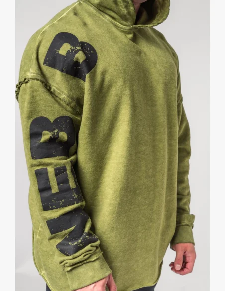 NEBBIA • NEBBIA Felpa oversize con cappuccio NO BS verde • Nebshop.cz