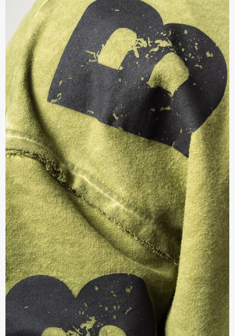 NEBBIA • NEBBIA Felpa oversize con cappuccio NO BS verde • Nebshop.cz