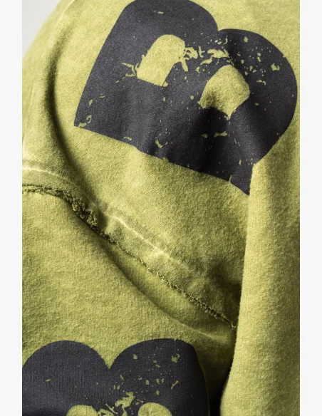 NEBBIA • NEBBIA Felpa oversize con cappuccio NO BS verde • Nebshop.cz