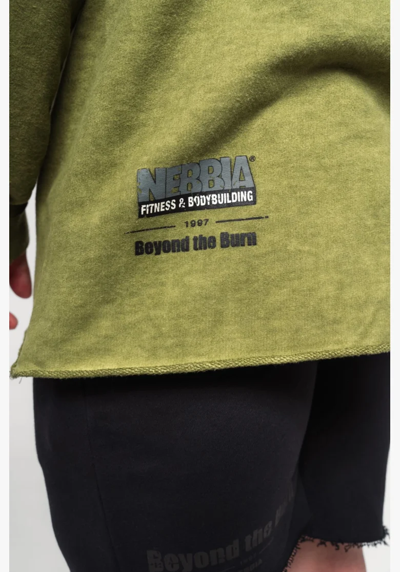 NEBBIA • NEBBIA Felpa oversize con cappuccio NO BS verde • Nebshop.cz