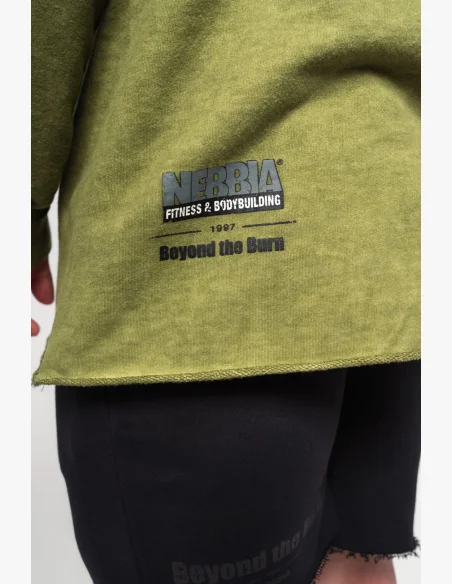 NEBBIA • NEBBIA Felpa oversize con cappuccio NO BS verde • Nebshop.cz