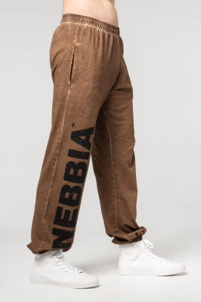 NEBBIA • NEBBIA Pantaloni baggy lavati con tasche GYM BRO marroni • Nebshop.cz 2