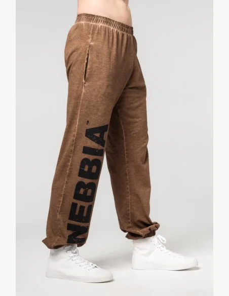 NEBBIA • NEBBIA Pantaloni baggy lavati con tasche GYM BRO marroni • Nebshop.cz