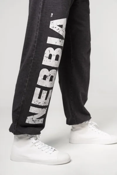 NEBBIA • NEBBIA Pantaloni baggy larghi Washed-off con tasche GYM BRO neri • Nebshop.it 2