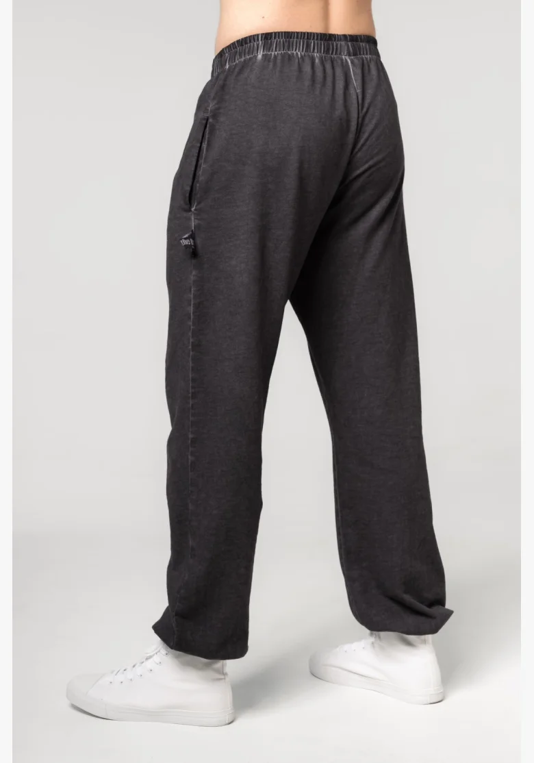 NEBBIA • NEBBIA Pantaloni baggy larghi Washed-off con tasche GYM BRO neri • Nebshop.it