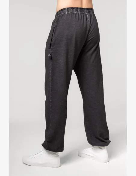 NEBBIA • NEBBIA Pantaloni baggy larghi Washed-off con tasche GYM BRO neri • Nebshop.it