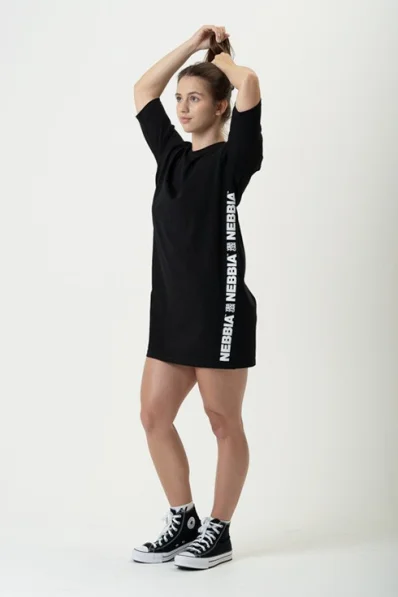 NEBBIA • NEBBIA Abito oversize in jersey NEBBIA CLUB nero • Nebshop.it