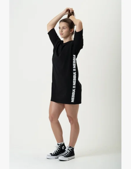 NEBBIA • NEBBIA Abito oversize in jersey NEBBIA CLUB nero • Nebshop.it