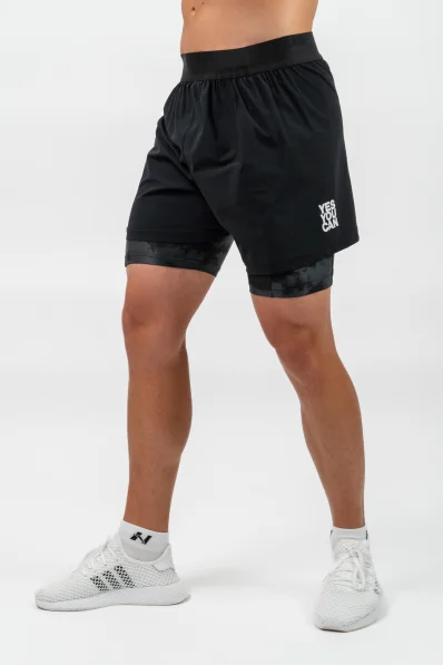 NEBBIA • NEBBIA Shorts Compressivi 2in1 con Tasche per Mobile PERFORMANCE nere • Nebshop.it