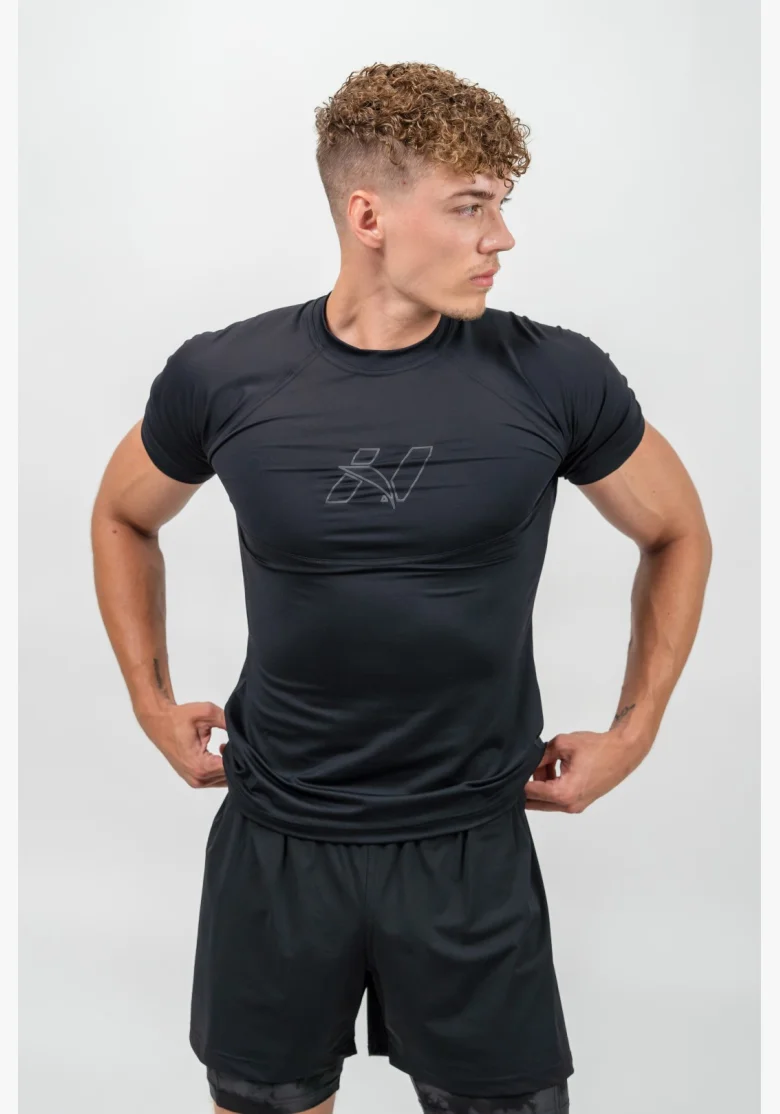 NEBBIA • NEBBIA Maglia Sportiva Compressiva ENDURANCE nera • Nebshop.it