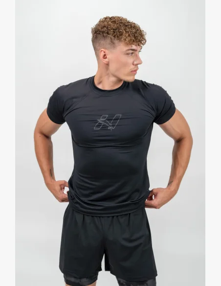 NEBBIA • NEBBIA Maglia Sportiva Compressiva ENDURANCE nera • Nebshop.it