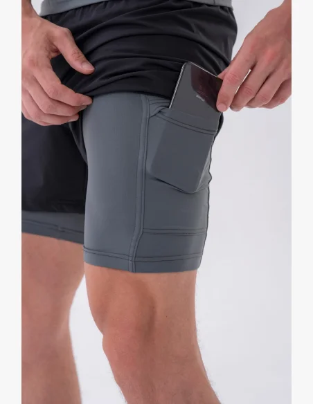 NEBBIA • NEBBIA Pantaloni corti a doppio strato con tasche per cellulare grigi • Nebshop.cz
