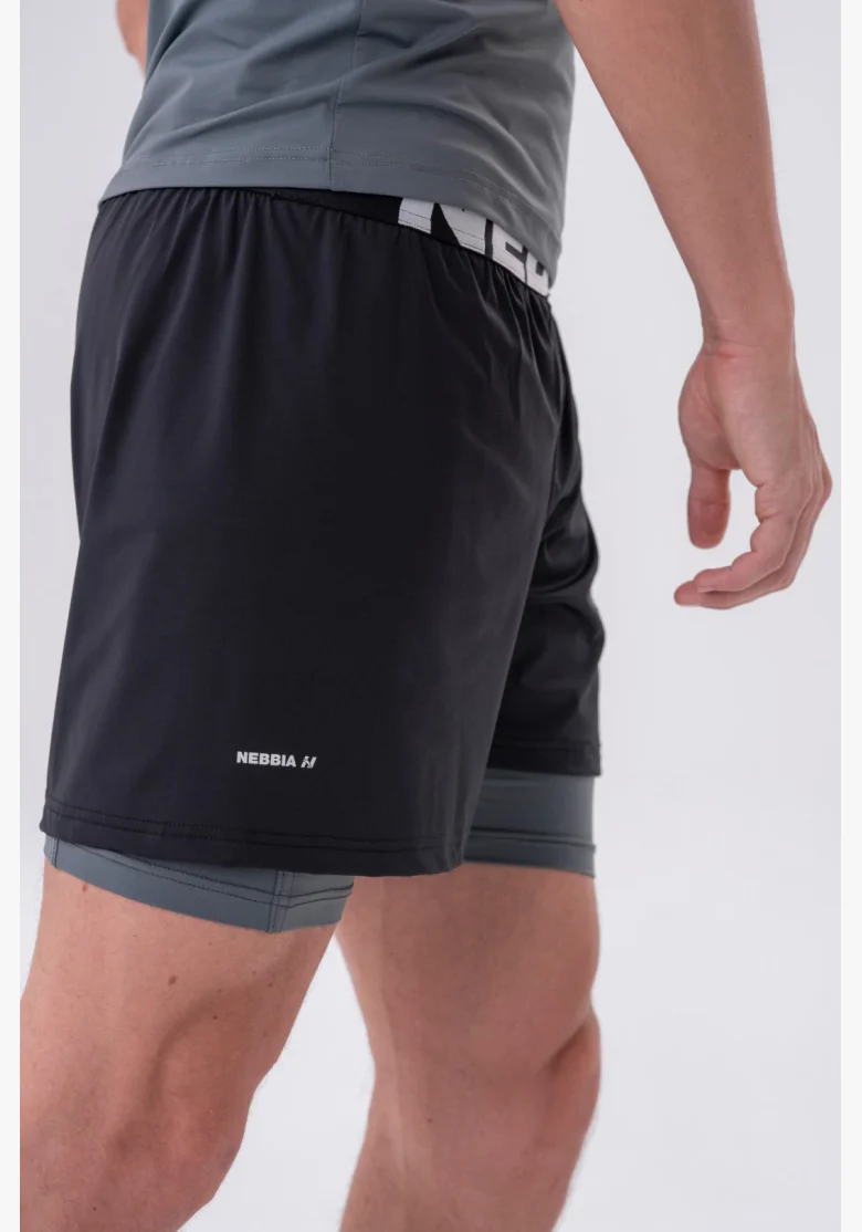 NEBBIA • NEBBIA Pantaloni corti a doppio strato con tasche per cellulare grigi • Nebshop.cz