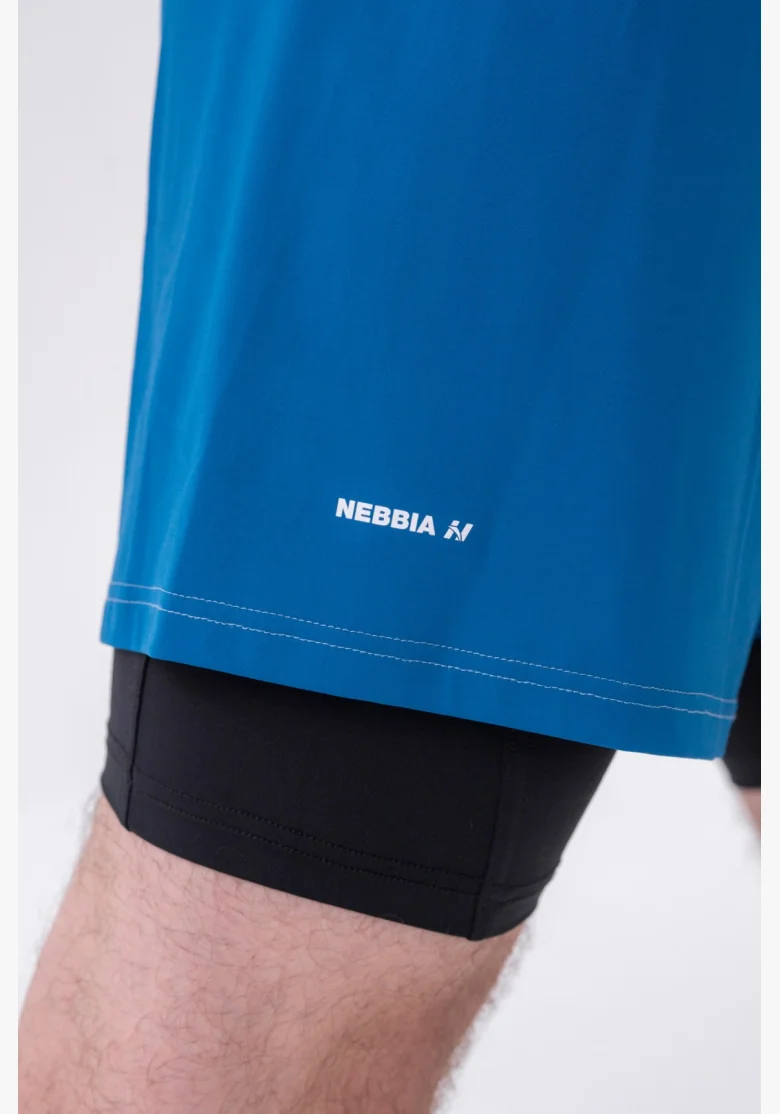 NEBBIA • NEBBIA Pantaloni corti a doppio strato con tasche per cellulare blu • Nebshop.cz