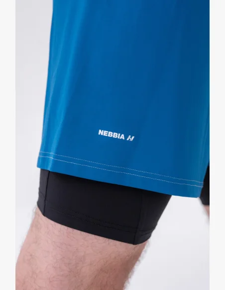 NEBBIA • NEBBIA Pantaloni corti a doppio strato con tasche per cellulare blu • Nebshop.cz