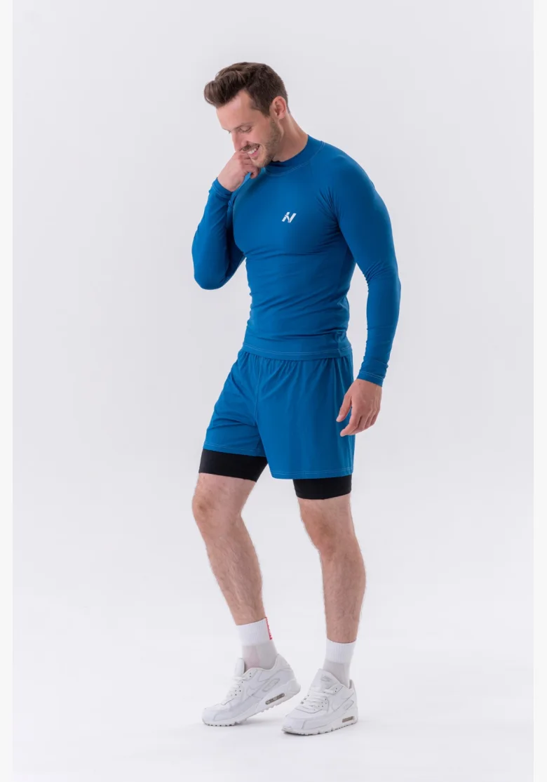 NEBBIA • NEBBIA Pantaloni corti a doppio strato con tasche per cellulare blu • Nebshop.cz