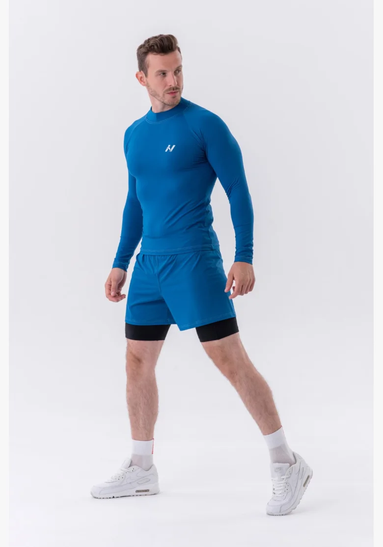 NEBBIA • NEBBIA Pantaloni corti a doppio strato con tasche per cellulare blu • Nebshop.cz