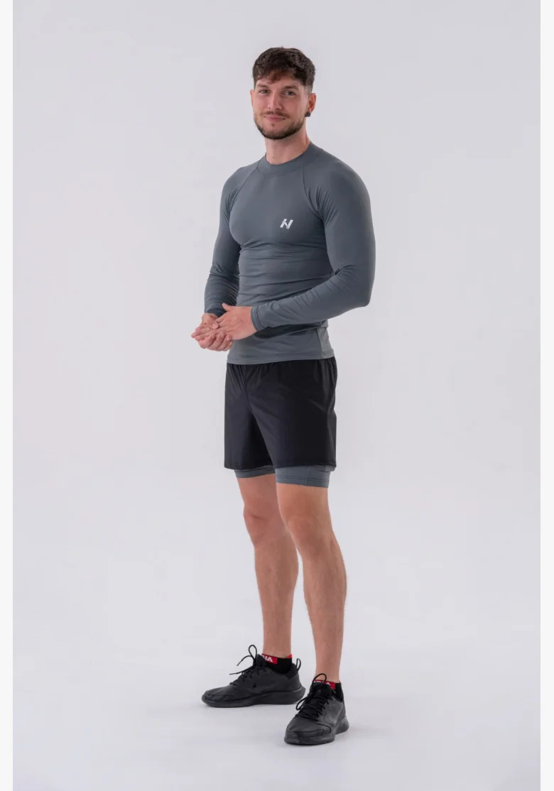 NEBBIA • NEBBIA Pantaloni corti a doppio strato con tasche per cellulare grigi • Nebshop.cz