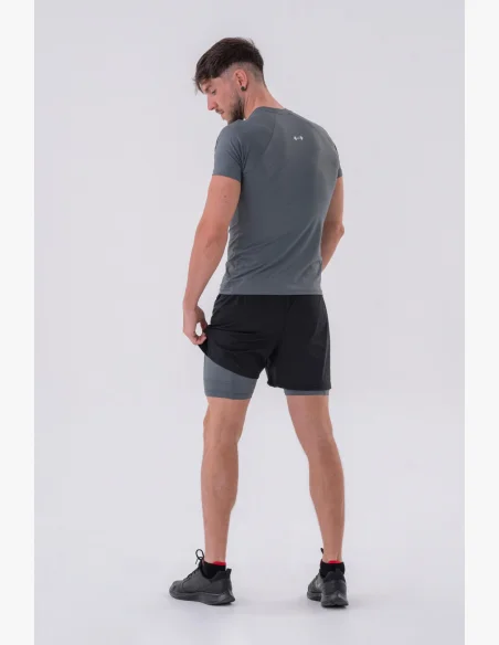 NEBBIA • NEBBIA Pantaloni corti a doppio strato con tasche per cellulare grigi • Nebshop.cz