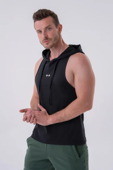 NEBBIA • NEBBIA Fitness canotta con cappuccio nera • Nebshop.cz