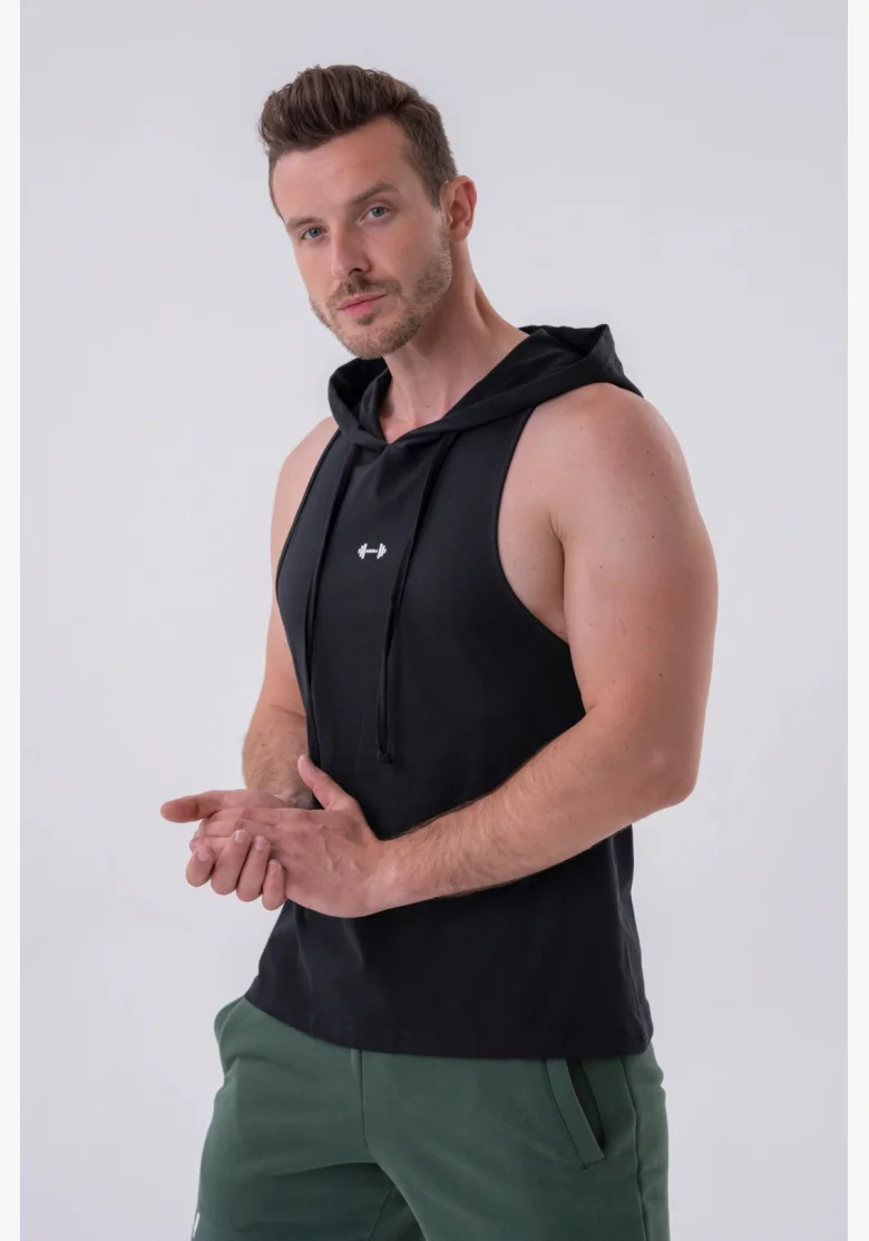 NEBBIA • NEBBIA Fitness canotta con cappuccio nera • Nebshop.cz