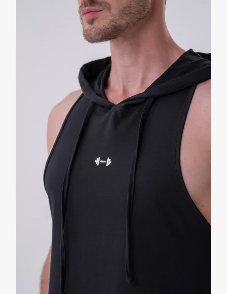 NEBBIA • NEBBIA Fitness canotta con cappuccio nera • Nebshop.cz