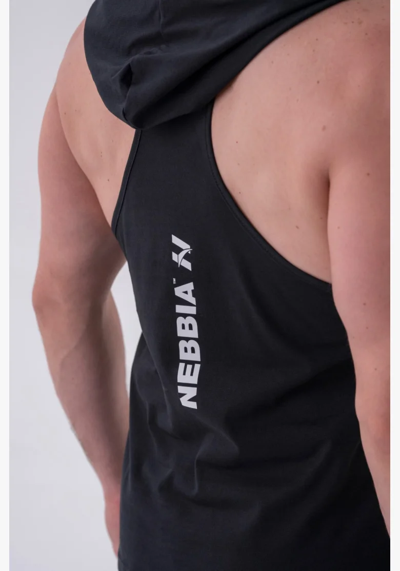 NEBBIA • NEBBIA Fitness canotta con cappuccio nera • Nebshop.cz
