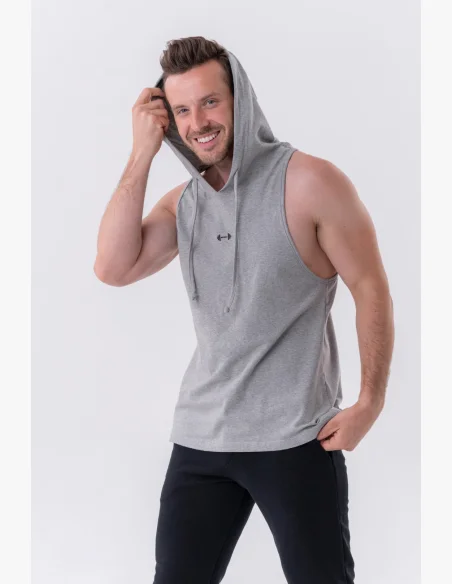 NEBBIA • Canotta Fitness NEBBIA con cappuccio grigia • Nebshop.cz