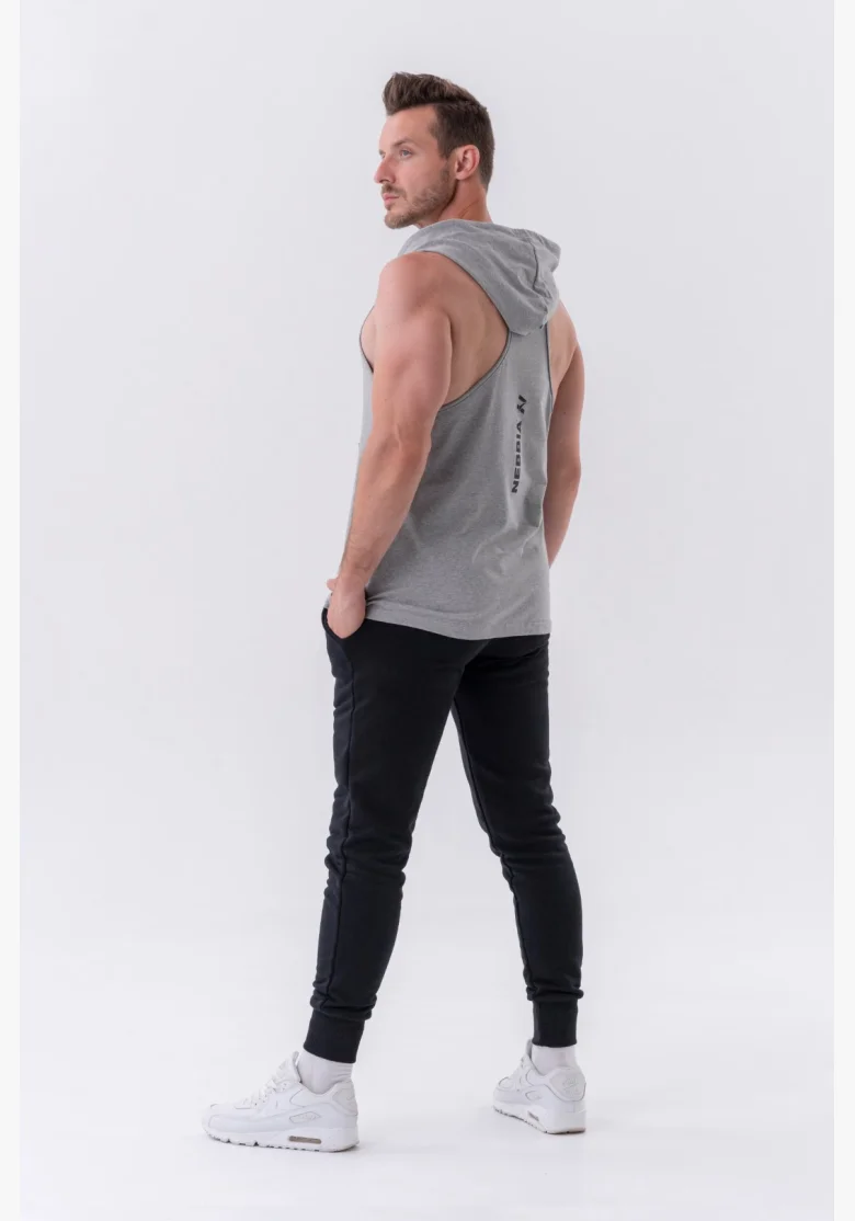 NEBBIA • Canotta Fitness NEBBIA con cappuccio grigia • Nebshop.cz