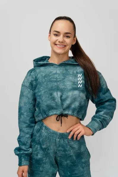 NEBBIA • NEBBIA Re-fresh felpa crop da donna con cappuccio verde • Nebshop.cz