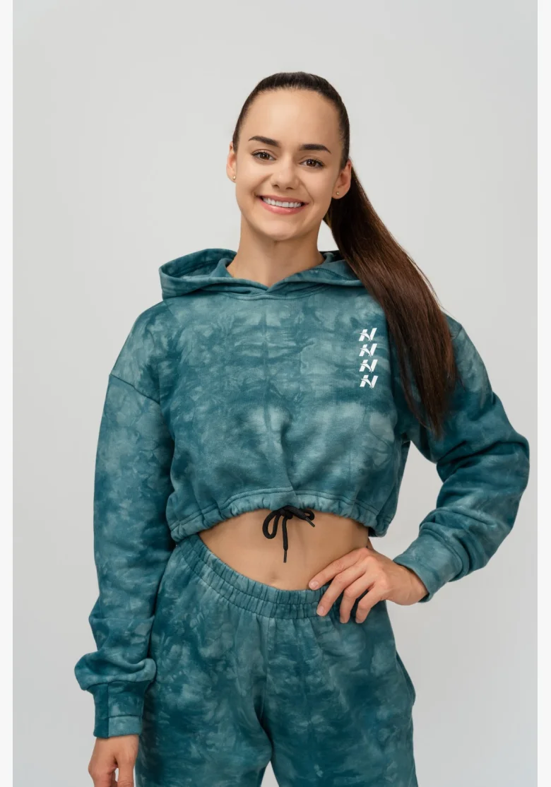 NEBBIA • NEBBIA Re-fresh felpa crop da donna con cappuccio verde • Nebshop.cz