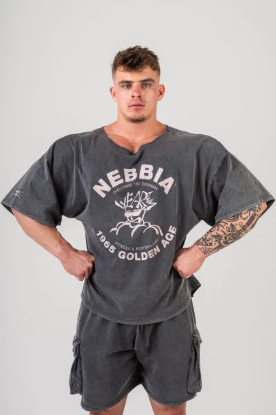 NEBBIA • NEBBIA Washed cotone rag top GOLDEN AGE nero • Nebshop.cz