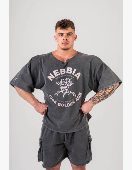 NEBBIA • NEBBIA Washed cotone rag top GOLDEN AGE nero • Nebshop.cz
