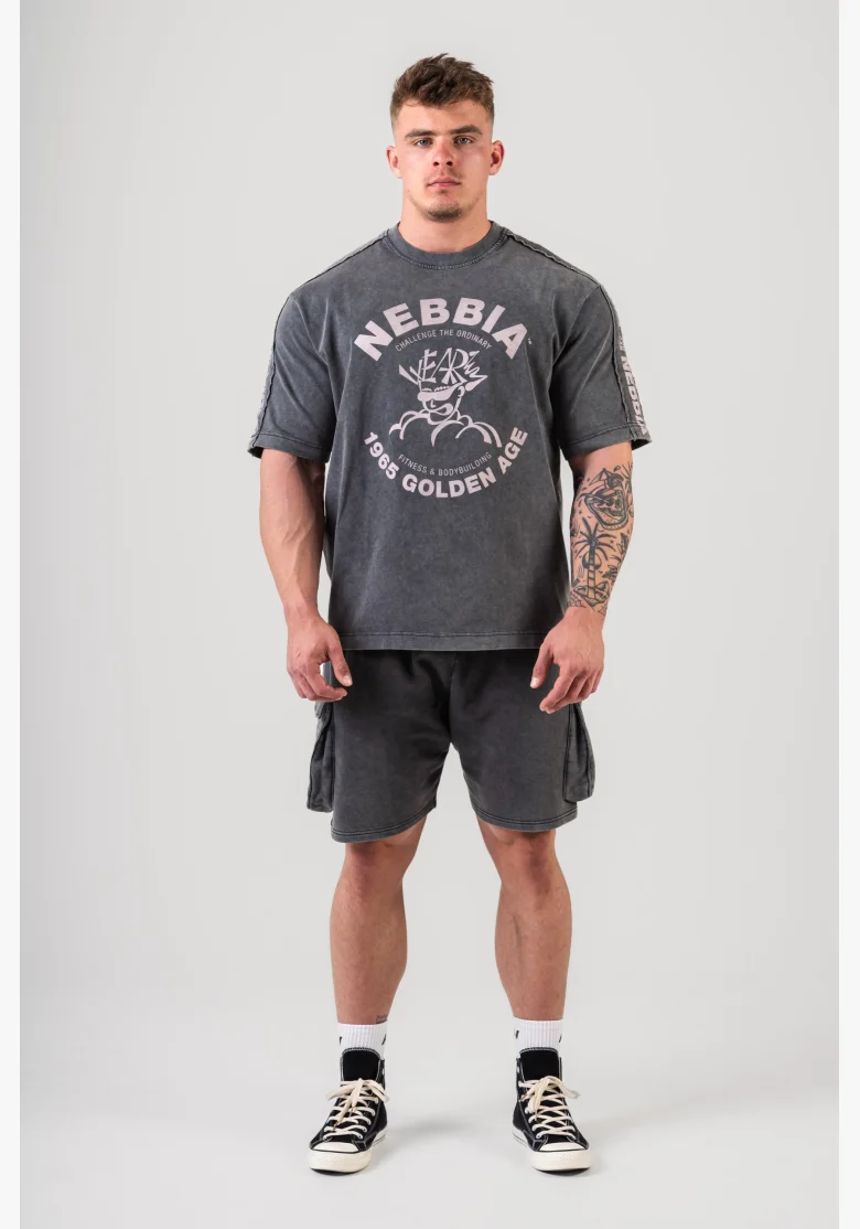 NEBBIA • NEBBIA T-shirt oversize lavato GOLDEN AGE nero • Nebshop.cz