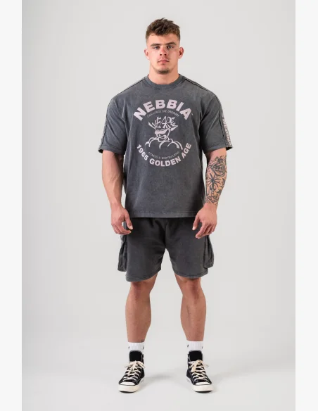 NEBBIA • NEBBIA T-shirt oversize lavato GOLDEN AGE nero • Nebshop.cz