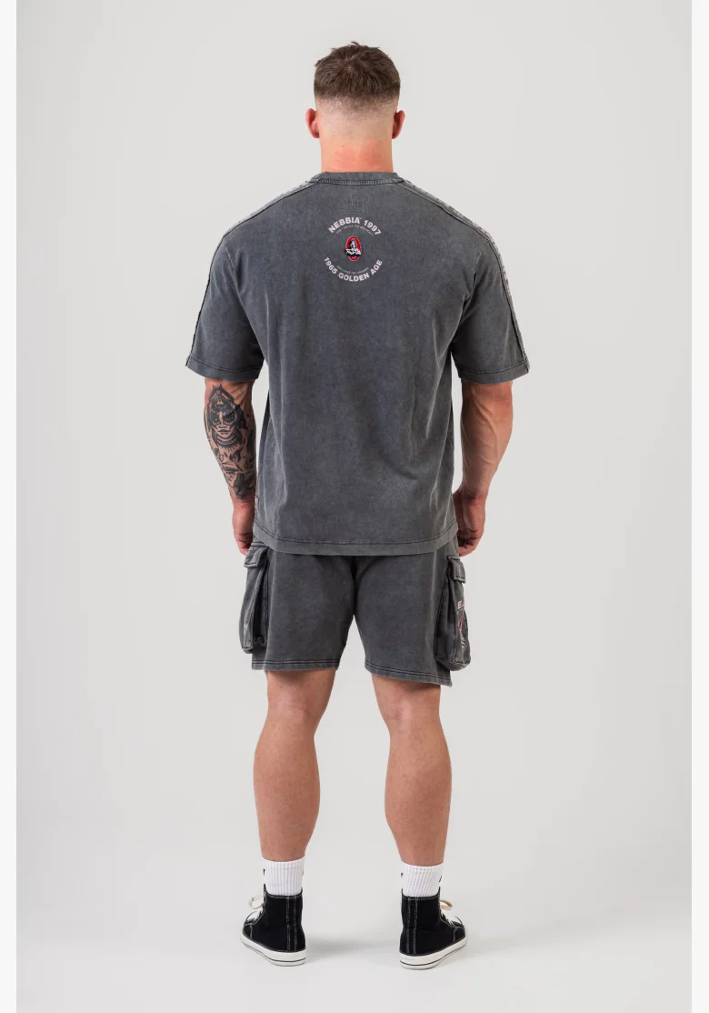 NEBBIA • NEBBIA T-shirt oversize lavato GOLDEN AGE nero • Nebshop.cz