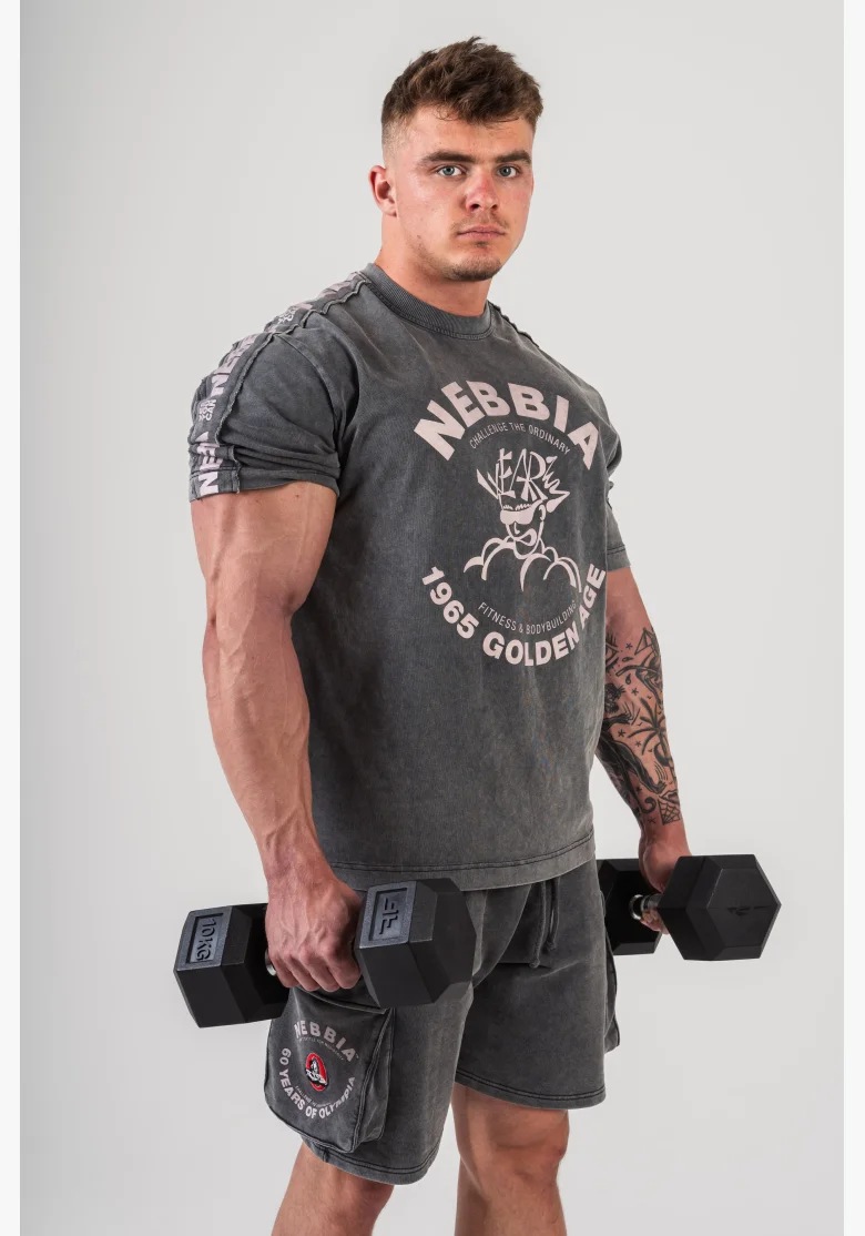 NEBBIA • NEBBIA T-shirt oversize lavato GOLDEN AGE nero • Nebshop.cz