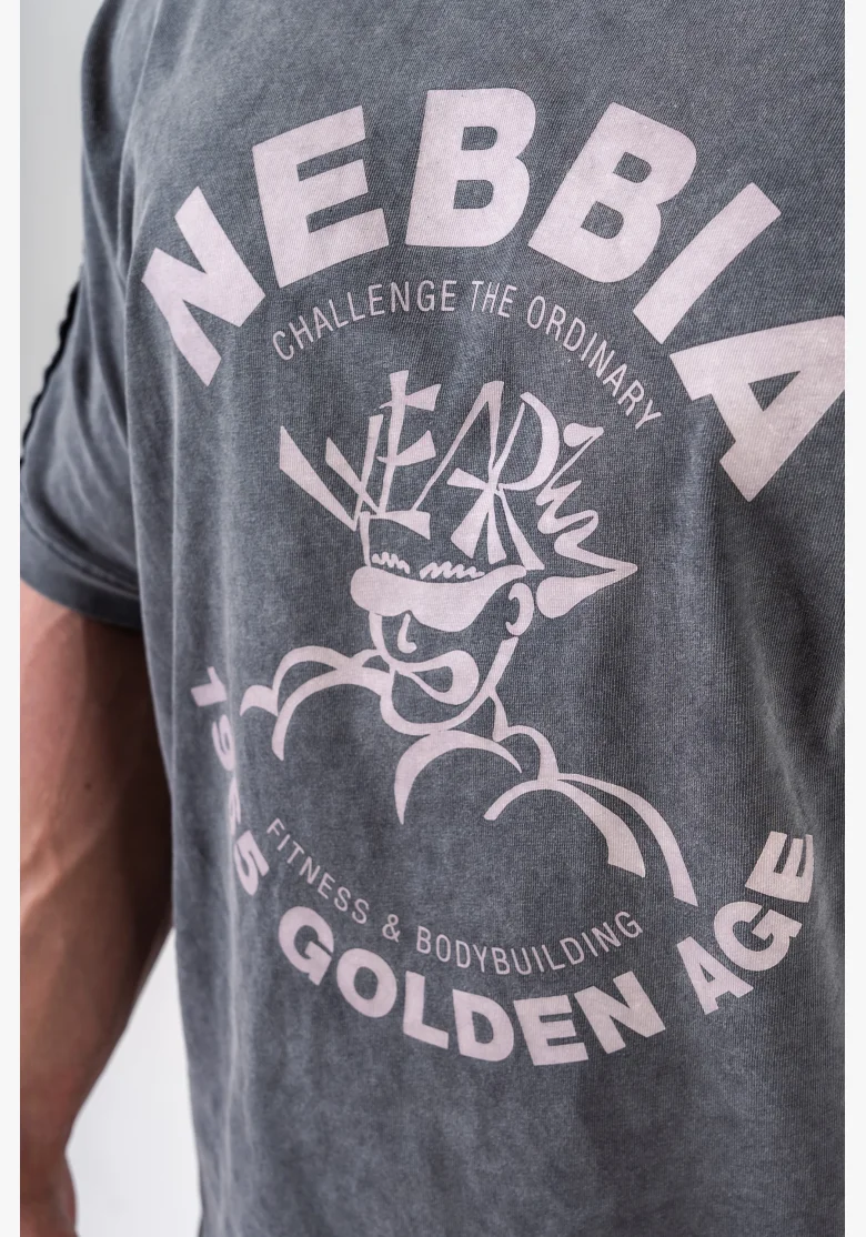 NEBBIA • NEBBIA T-shirt oversize lavato GOLDEN AGE nero • Nebshop.cz