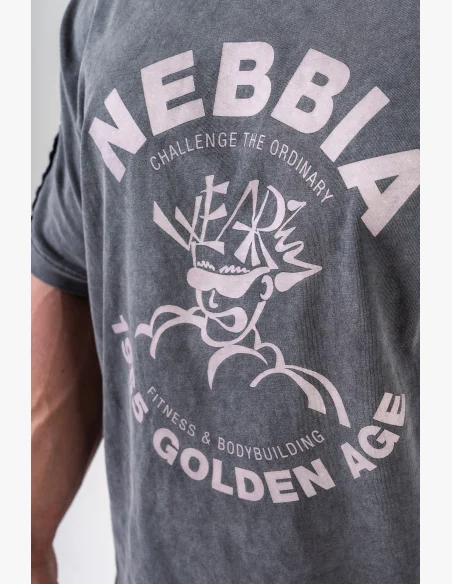 NEBBIA • NEBBIA T-shirt oversize lavato GOLDEN AGE nero • Nebshop.cz