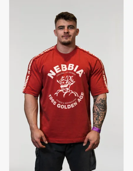 NEBBIA • NEBBIA T-shirt oversize lavato GOLDEN AGE rossa • Nebshop.cz