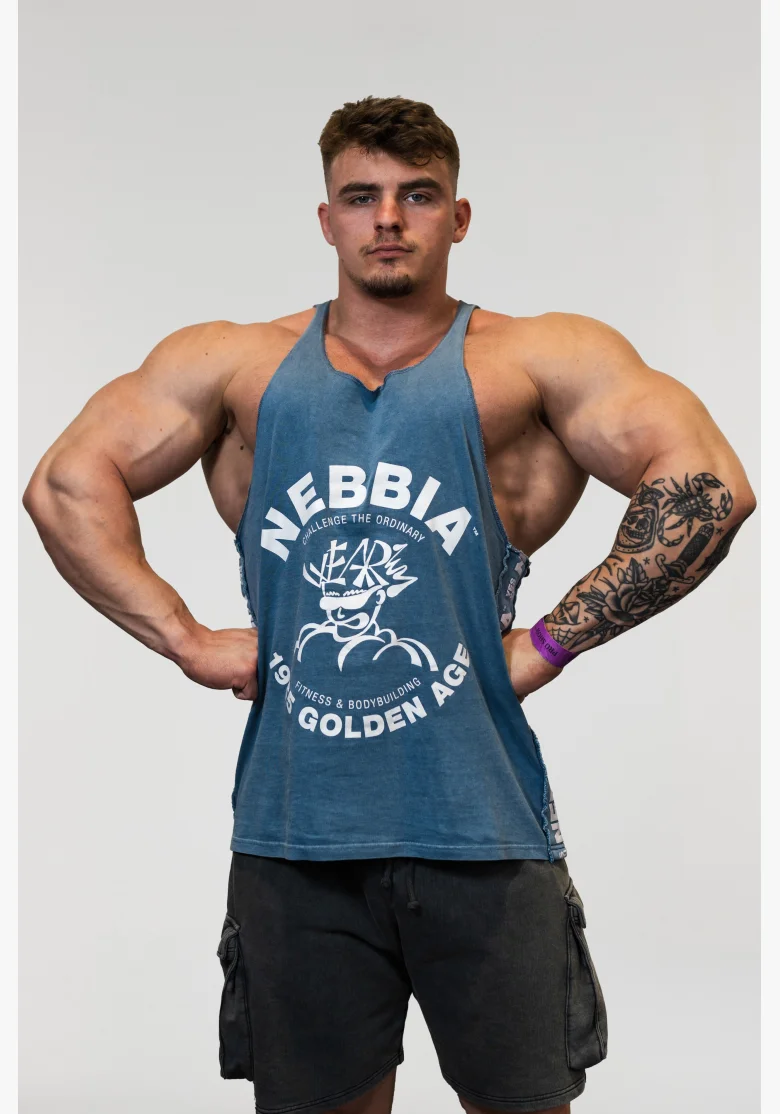 NEBBIA • NEBBIA Canotta muscle back lavata GOLDEN AGE blu • Nebshop.cz